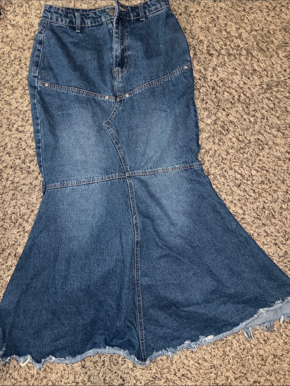 SHEIN Dark Blue Denim Flare Skirt